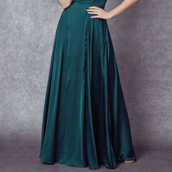 NEW OFF THE SHOULDER SLEEVELESS A-LINE POLYESTER DRESS WITH LACE UP BACK JT 278 - Picture 6 of 9